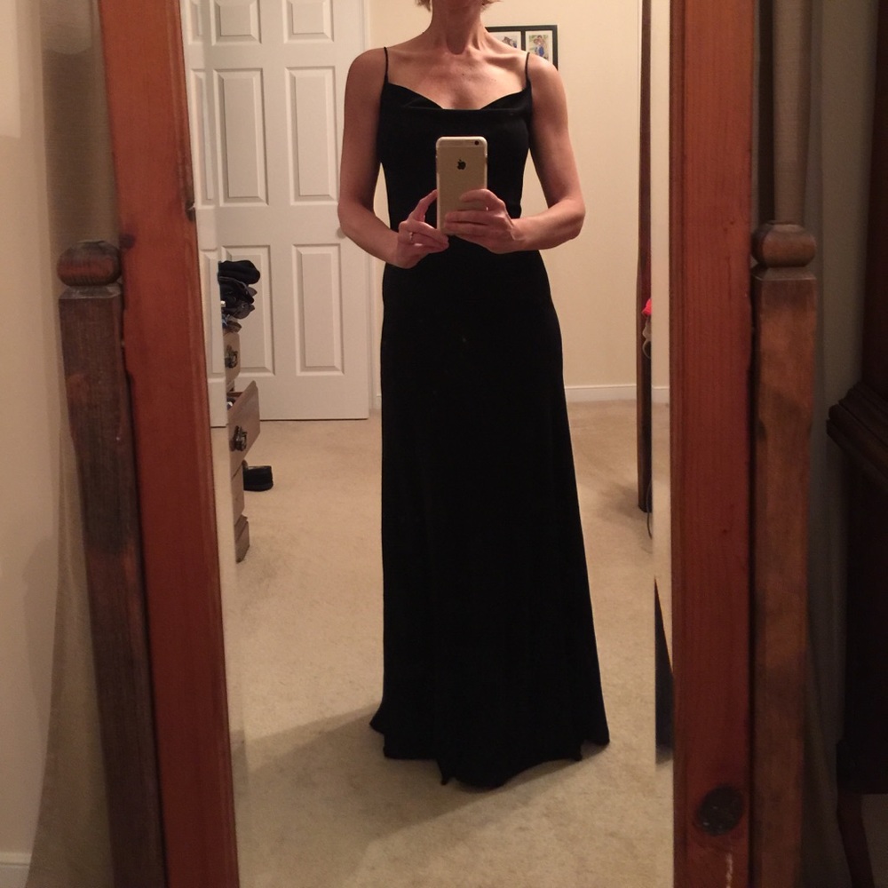 Lauren Ralph Lauren Black Spaghetti Strap Evening Gown
